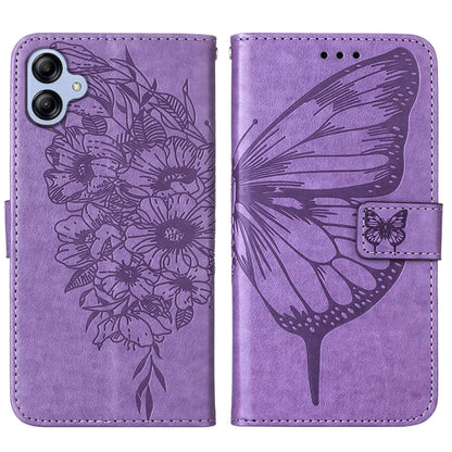 For Samsung Galaxy A04e Embossed Butterfly Flip Leather Phone Case(Purple) by buy2fix