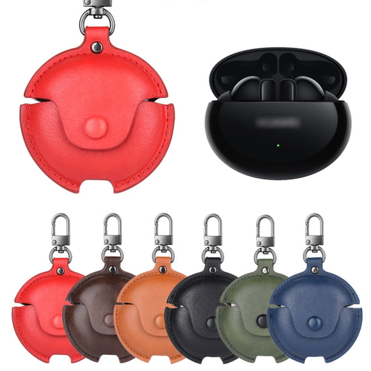 For Huawei FreeBuds 4i / 5i Business Leather Earphone Protective Case with Hook(Red) by buy2fix