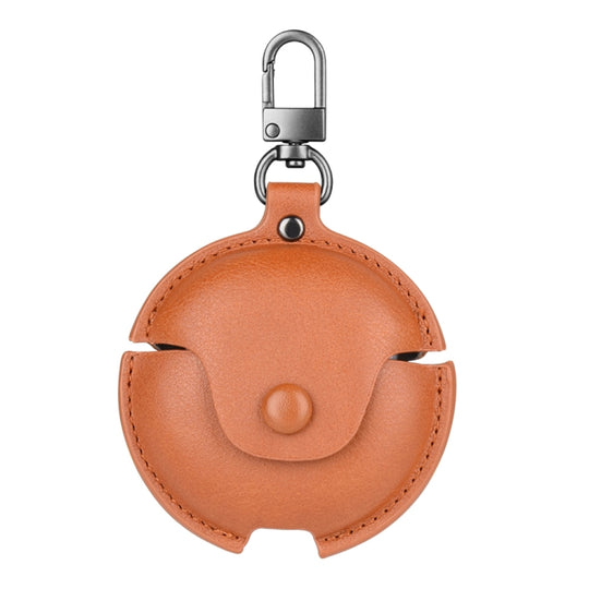For Huawei FreeBuds 4 / 4E Business Leather Earphone Protective Case with Hook(Light Brown)