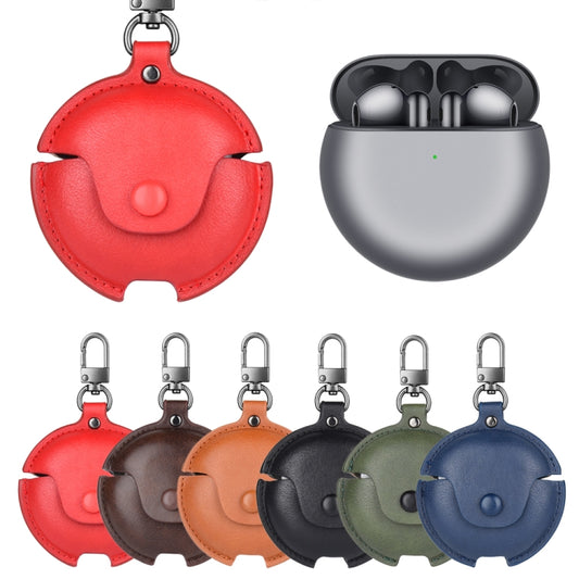 For Huawei FreeBuds 4 / 4E Business Leather Earphone Protective Case with Hook(Green) by buy2fix