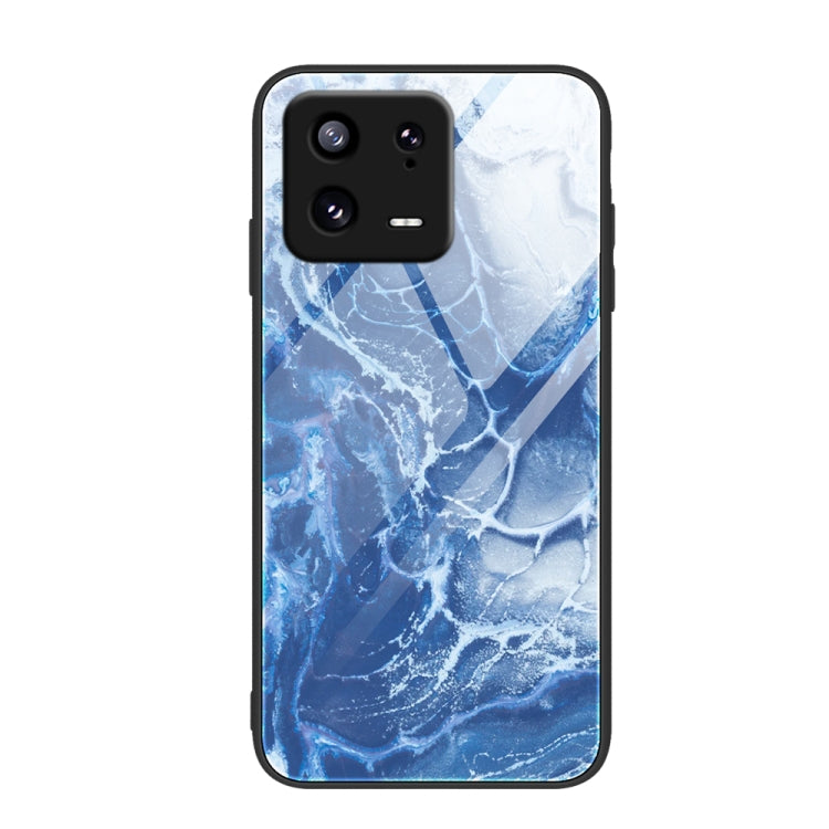 For Xiaomi 13 Marble Pattern Glass Phone Case(Blue Ocean) - 13 Cases by buy2fix | Online Shopping UK | buy2fix