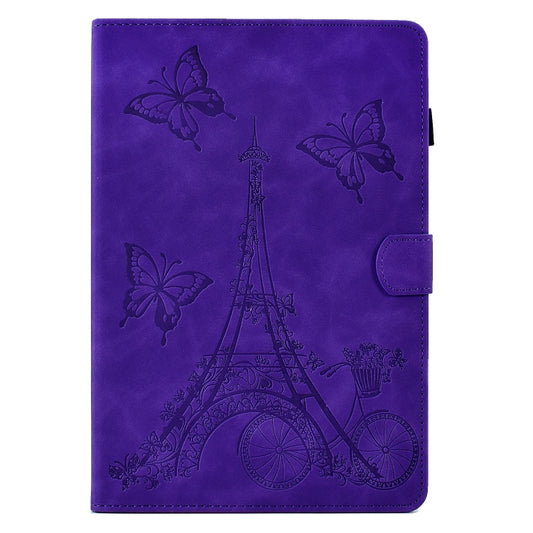 For Lenovo M10 Plus Tower Embossed Leather Smart Tablet Case(Purple) by buy2fix