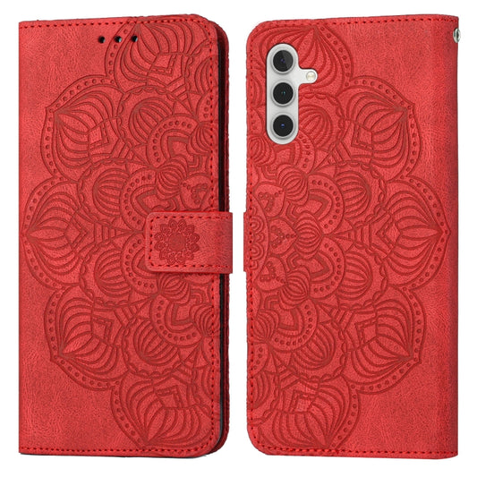 For Samsung Galaxy A34 Mandala Embossed Flip Leather Phone Case(Red) by buy2fix