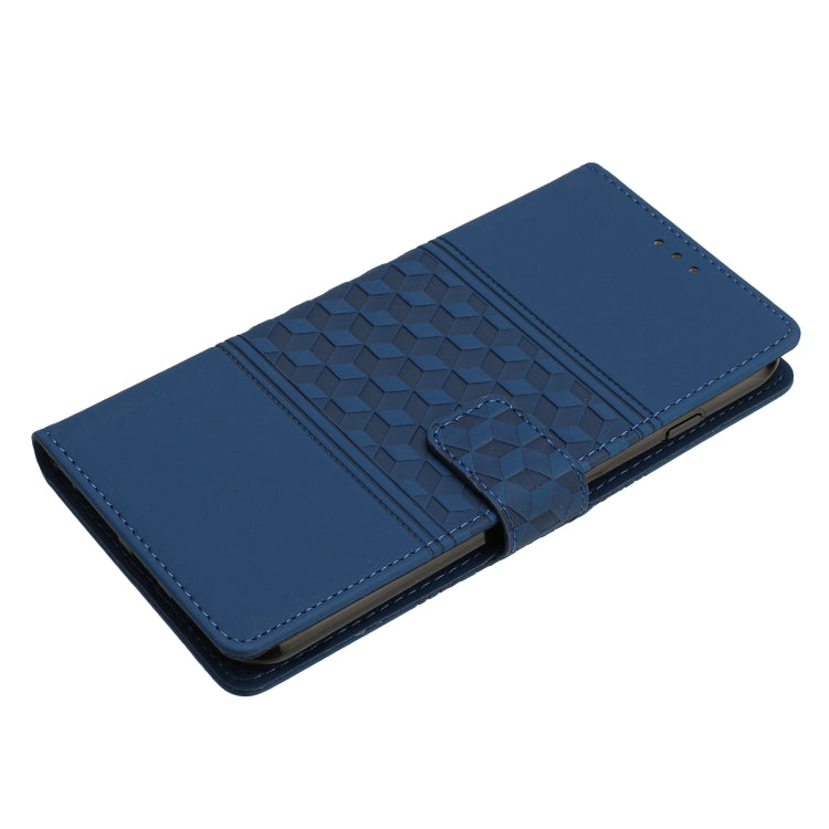 For iPhone XS Max Diamond Embossed Skin Feel Leather Phone Case with Lanyard(Dark Blue) by buy2fix