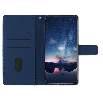 For iPhone XS Max Diamond Embossed Skin Feel Leather Phone Case with Lanyard(Dark Blue) by buy2fix