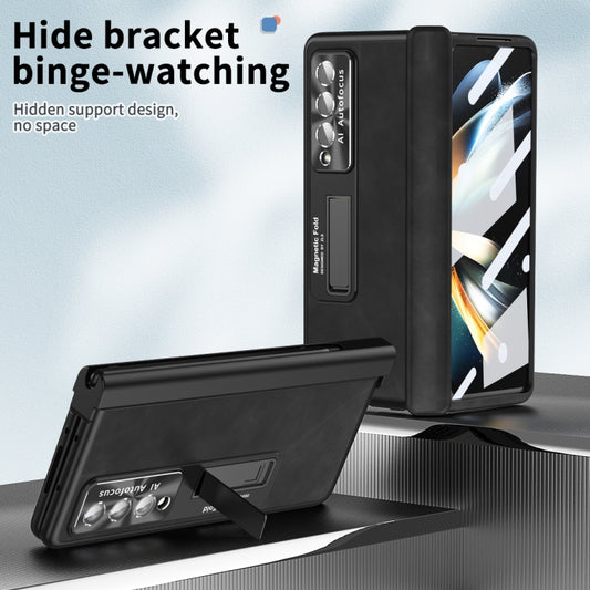 For Samsung Galaxy Z Fold4 Napa Pattern All-inclusive Magnetic Phone Case(Black) by buy2fix