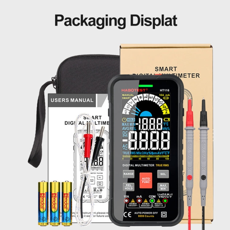 HABOTEST HT116 Large Screen Smart Automatic Digital Multimeter - Consumer Electronics by buy2fix | Online Shopping UK | buy2fix