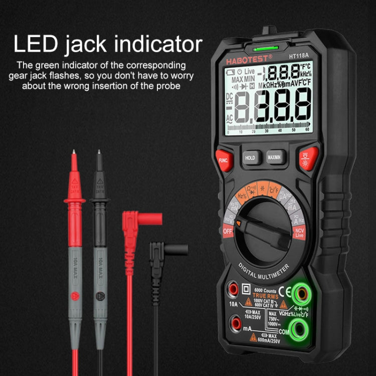 HABOTEST HT118A Handheld Double Backlight High-precision Automatic Digital Multimeter - Consumer Electronics by buy2fix | Online Shopping UK | buy2fix