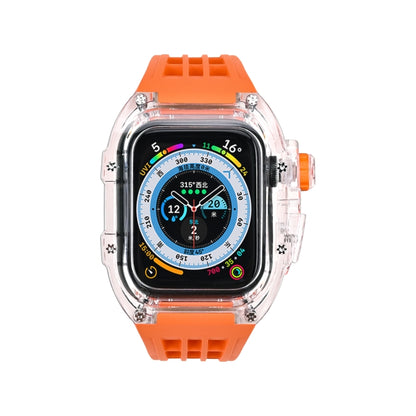 Fluorine Rubber Clear Watch Band Case For Apple Watch Series 8&7 45mm/SE 2&6&SE&5&4 44mm(Orange) - Watch Bands by buy2fix | Online Shopping UK | buy2fix