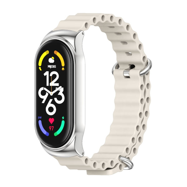 For Xiaomi Mi Band 7 / 7 NFC MIJOBS CS Marine Silicone Breathable Watch Band(Grey Silver) by MIJOBS