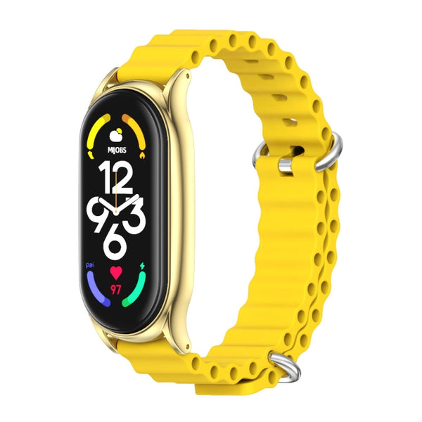 For Xiaomi Mi Band 7 / 7 NFC MIJOBS PLUS Marine Silicone Breathable Watch Band(Yellow Gold) by MIJOBS