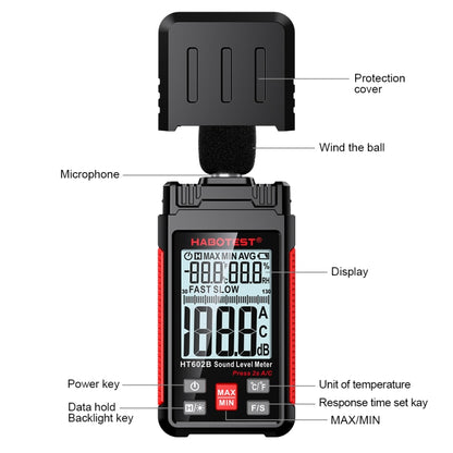 HABOTEST HT602B Multifunctional Digital Display Noise Decibel Tester - Consumer Electronics by buy2fix | Online Shopping UK | buy2fix