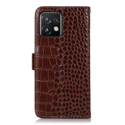 For Motorola Moto X40 Pro Crocodile Top Layer Cowhide Leather Phone Case(Brown) - Motorola Cases by buy2fix | Online Shopping UK | buy2fix