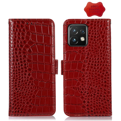For Motorola Moto X40 Pro Crocodile Top Layer Cowhide Leather Phone Case(Red) - Motorola Cases by buy2fix | Online Shopping UK | buy2fix