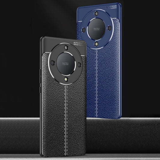 For Honor X9a Litchi Texture Shockproof TPU Phone Case(Black) by buy2fix