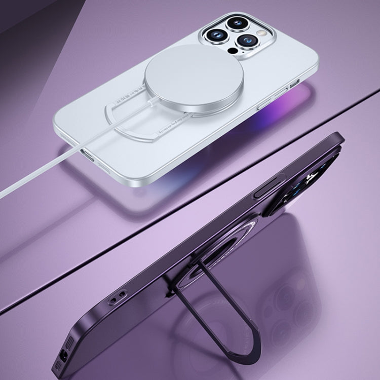 For iPhone 13 Matte Magsafe Magnetic Phone Case with Trolley Holder(Dark Blue) by buy2fix