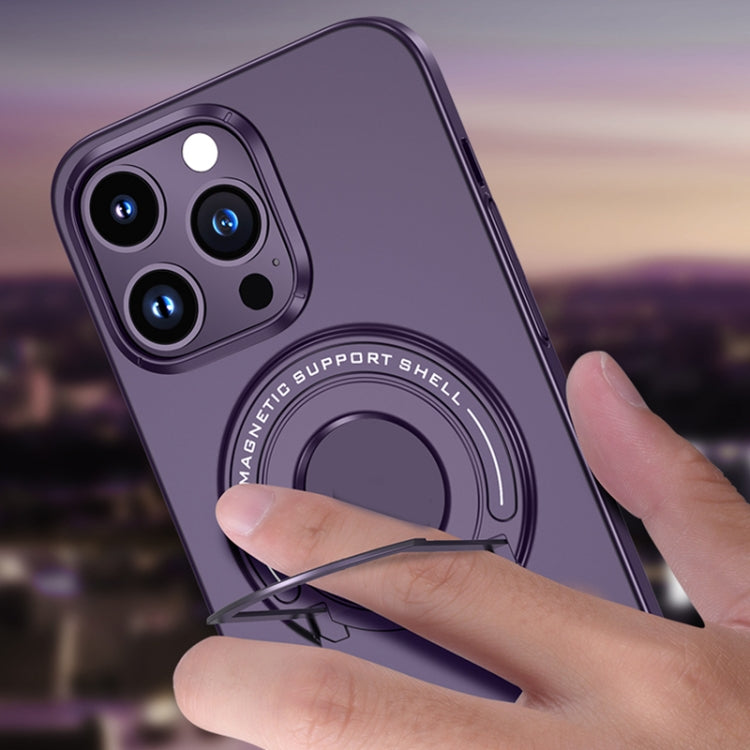 For iPhone 13 Pro Matte Magsafe Magnetic Phone Case with Trolley Holder(Night Purple) - iPhone 13 Pro Cases by buy2fix | Online Shopping UK | buy2fix