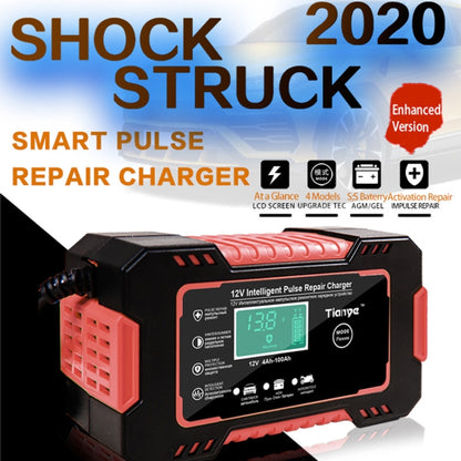 Motorcycle / Car Battery Smart Charger with LCD Creen, Plug Type:EU Plug(Red) - In Car by buy2fix | Online Shopping UK | buy2fix