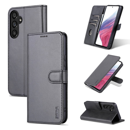 For Samsung Galaxy A54 5G AZNS Skin Feel Calf Texture Flip Leather Phone Case(Black)