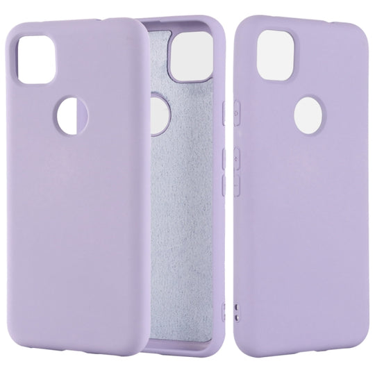 Pour Google Pixel 4a Étui de couverture complète antichoc en silicone liquide de couleur pure (violet)