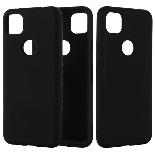 Pour Google Pixel 4a Étui de couverture complète antichoc en silicone liquide de couleur pure (noir)