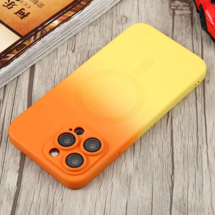 For iPhone 12 Pro Max Liquid TPU Silicone Gradient MagSafe Phone Case(Orange Yellow) by buy2fix