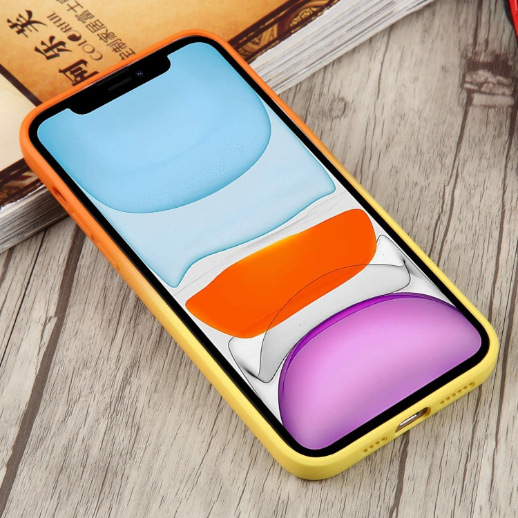 For iPhone 11 Liquid TPU Silicone Gradient MagSafe Phone Case(Orange Yellow) - iPhone 11 Cases by buy2fix | Online Shopping UK | buy2fix