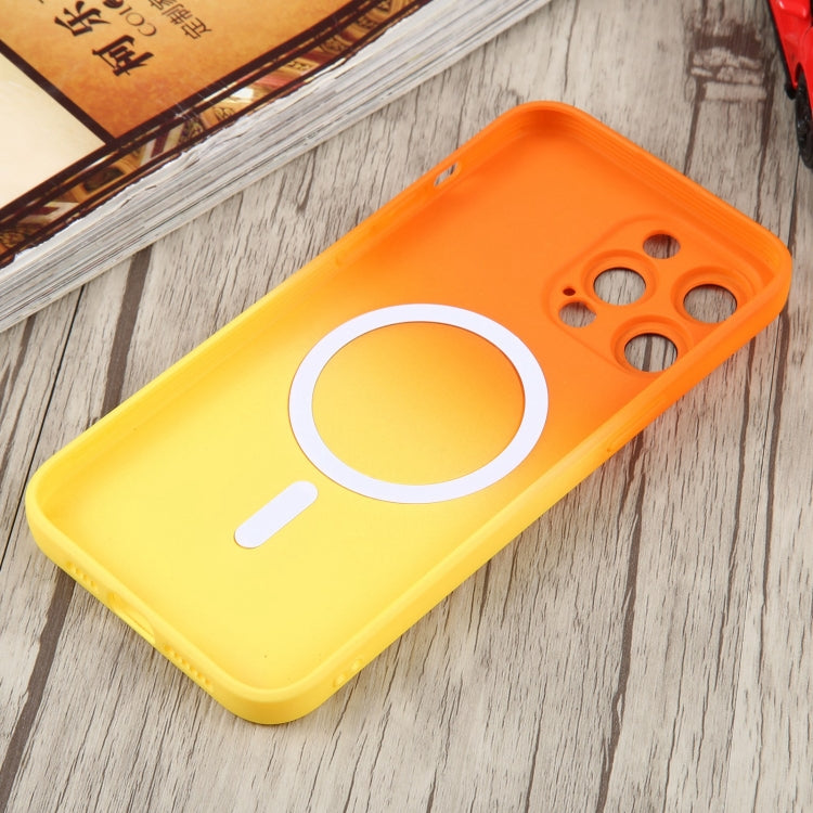 For iPhone 11 Liquid TPU Silicone Gradient MagSafe Phone Case(Orange Yellow) - iPhone 11 Cases by buy2fix | Online Shopping UK | buy2fix