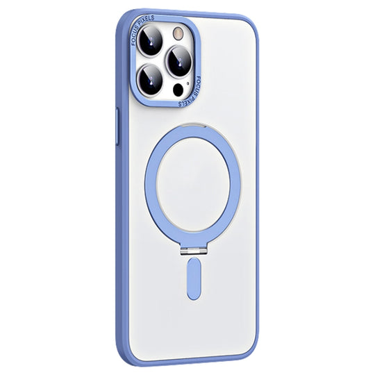 For iPhone 13 Pro Max Skin Feel MagSafe Shockproof Phone Case with Holder(Light Blue)