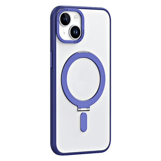 For iPhone 13 Skin Feel MagSafe Shockproof Phone Case with Holder(Dark Blue) by buy2fix