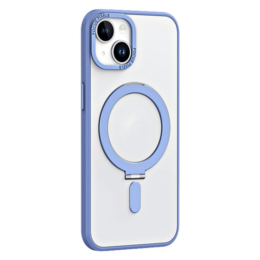 For iPhone 13 Skin Feel MagSafe Shockproof Phone Case with Holder(Light Blue) by buy2fix