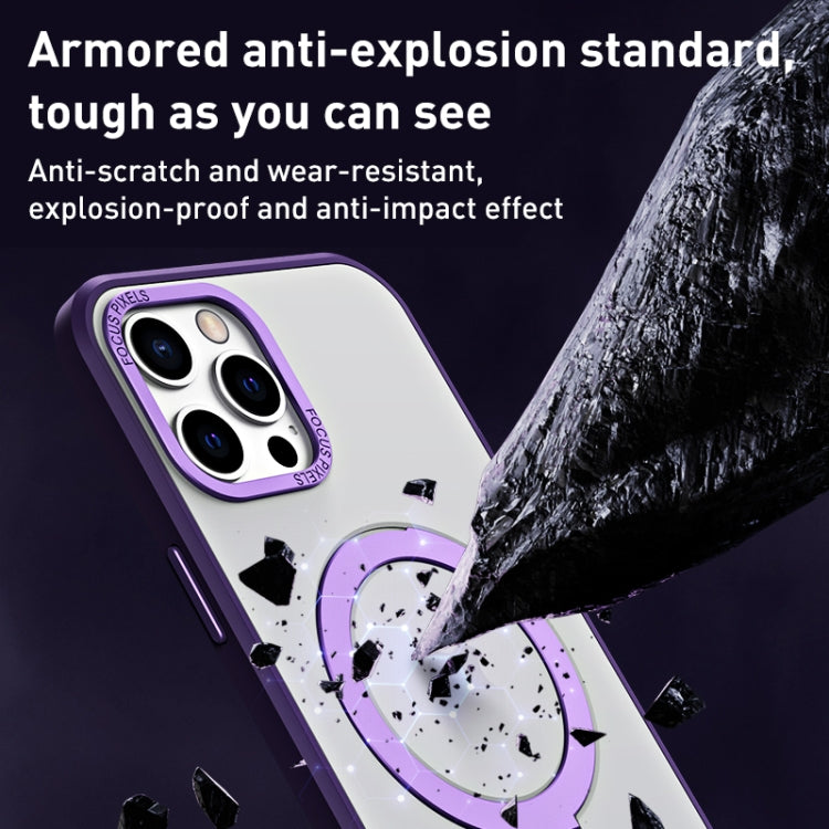 For iPhone 12 Pro Max Skin Feel MagSafe Shockproof Phone Case with Holder(Purple) by buy2fix