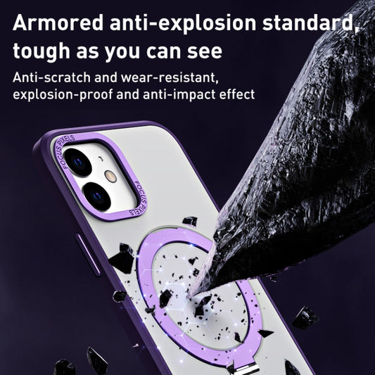 For iPhone 12 Skin Feel MagSafe Shockproof Phone Case with Holder(Black) by buy2fix