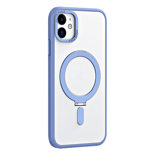 For iPhone 11 Skin Feel MagSafe Shockproof Phone Case with Holder(Light Blue) by buy2fix