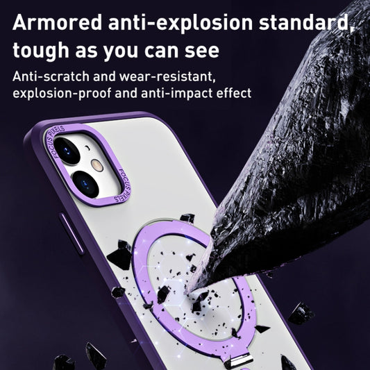 For iPhone 11 Skin Feel MagSafe Shockproof Phone Case with Holder(Dark Green) by buy2fix