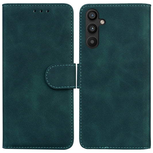 For Samsung Galaxy A34 5G Skin Feel Pure Color Flip Leather Phone Case(Green) - Galaxy Phone Cases by buy2fix | Online Shopping UK | buy2fix