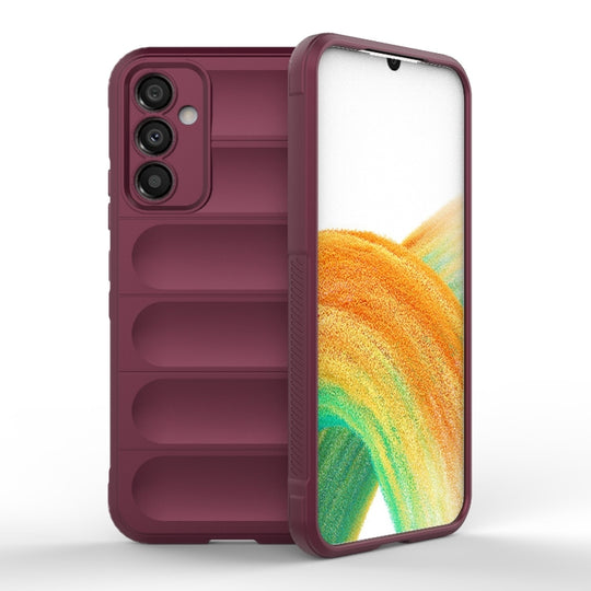 For Samsung Galaxy A34 5G Magic Shield TPU + Flannel Phone Case(Wine Red)