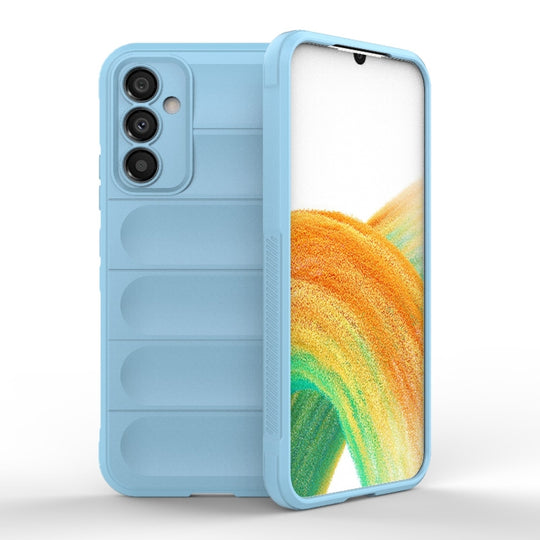 For Samsung Galaxy A34 5G Magic Shield TPU + Flannel Phone Case(Light Blue)