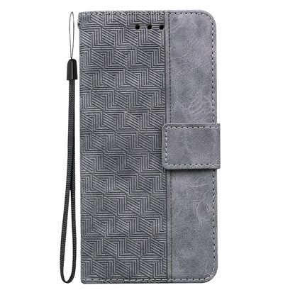 For Samsung Galaxy A34 5G Geometric Embossed Flip Leather Phone Case(Grey) by buy2fix