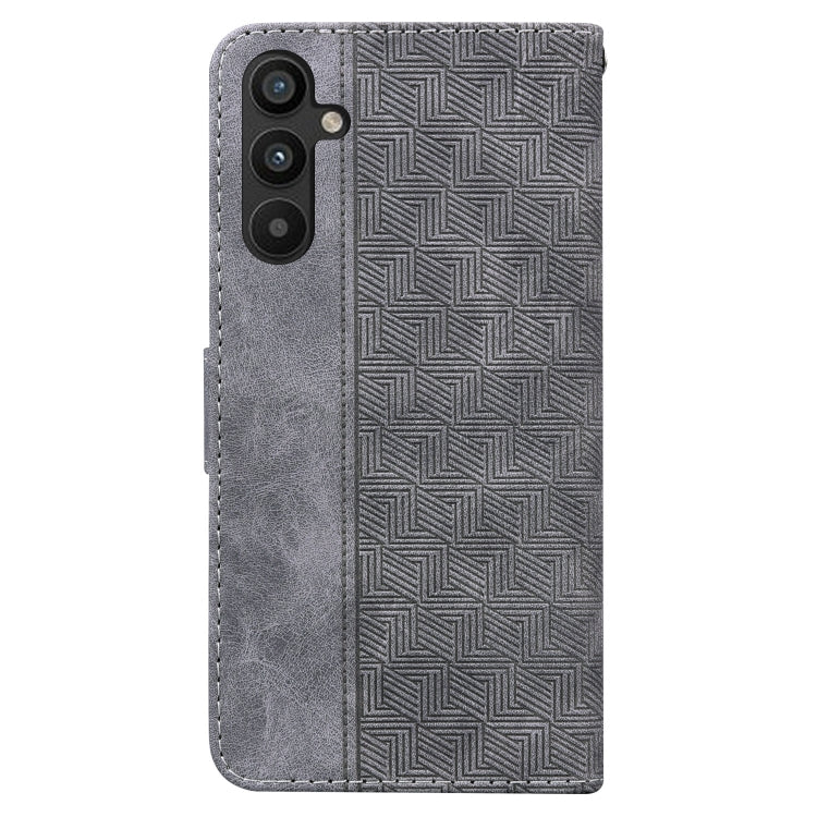 For Samsung Galaxy A34 5G Geometric Embossed Flip Leather Phone Case(Grey) by buy2fix