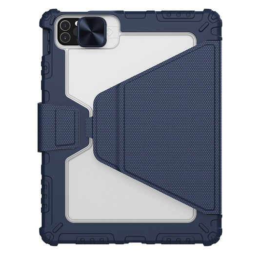 For iPad Pro 12.9 2022 NILLKIN Bumper Snapsafe Multifunctional Leather Tablet Case with Pen Slot(Blue) by NILLKIN