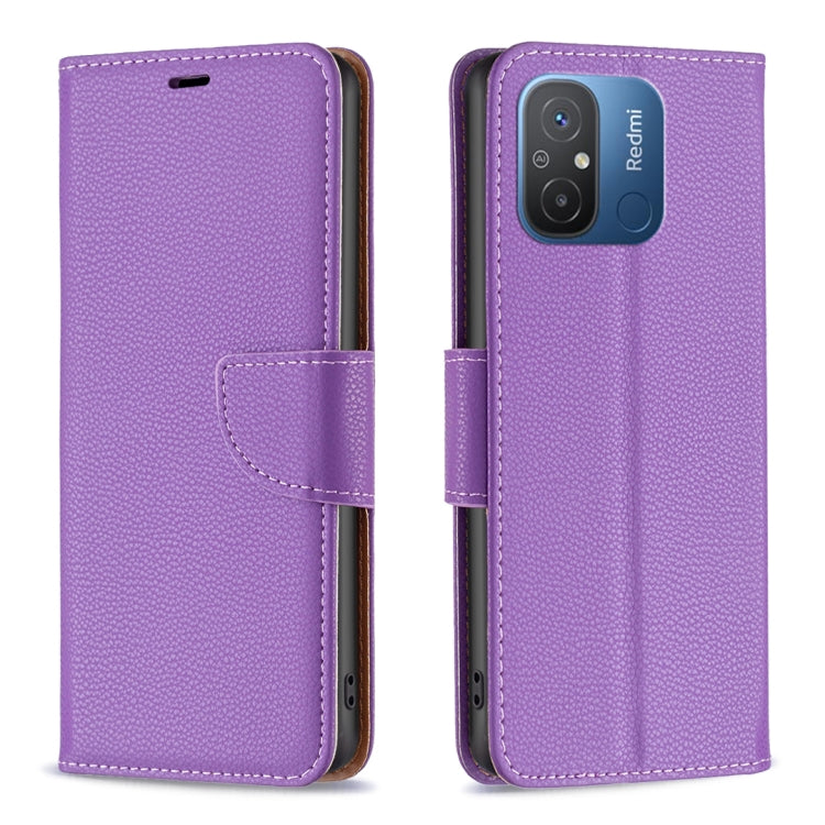 For Xiaomi Redmi 12C Litchi Texture Pure Color Leather Phone Case(Purple) - Xiaomi Cases by buy2fix | Online Shopping UK | buy2fix