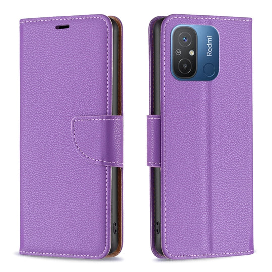 Pour Xiaomi Redmi 12C Litchi Texture Étui de téléphone en cuir de couleur pure (Violet)