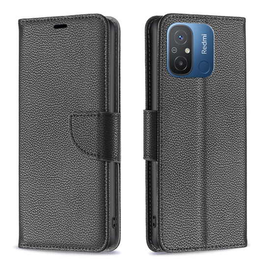 For Xiaomi Redmi 12C Litchi Texture Pure Color Leather Phone Case(Black)