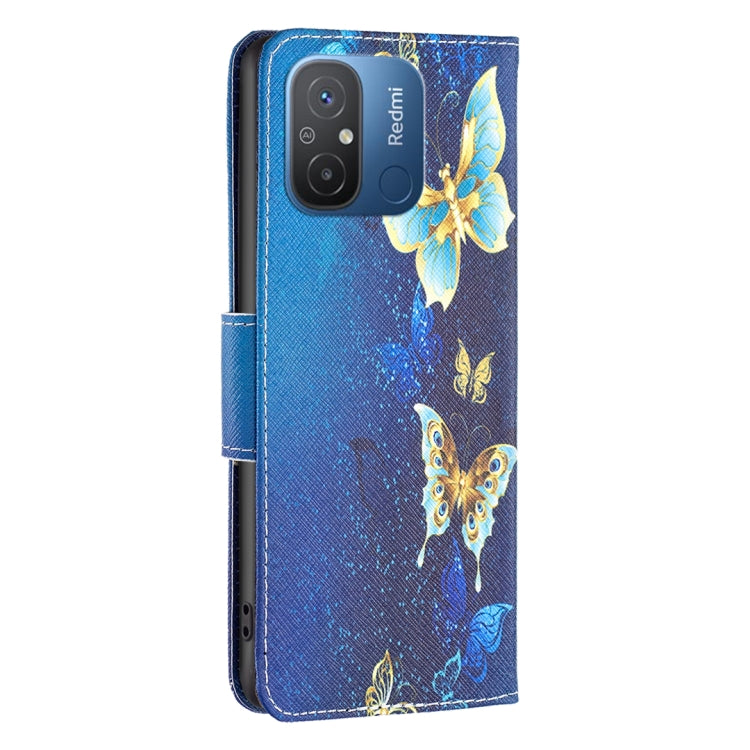 For Xiaomi Redmi 12C Colored Drawing Pattern Leather Phone Case(Gold Butterfly) - Xiaomi Cases by buy2fix | Online Shopping UK | buy2fix