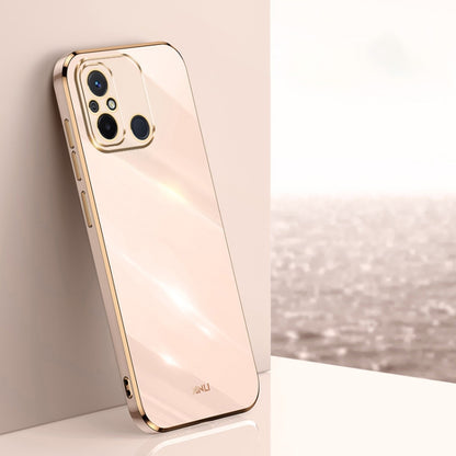 For Xiaomi Redmi 12C 4G XINLI Straight Edge 6D Electroplate TPU Phone Case(Pink) - Xiaomi Cases by XINLI | Online Shopping UK | buy2fix