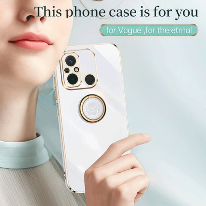 For Xiaomi Redmi 12C 4G XINLI Straight Edge 6D Electroplate TPU Phone Case with Ring Holder(White) - Xiaomi Cases by XINLI | Online Shopping UK | buy2fix