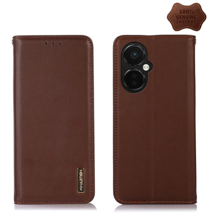 For OnePlus Nord CE 3 Lite KHAZNEH Nappa Top Layer Cowhide Leather Phone Case(Brown) - OnePlus Cases by buy2fix | Online Shopping UK | buy2fix