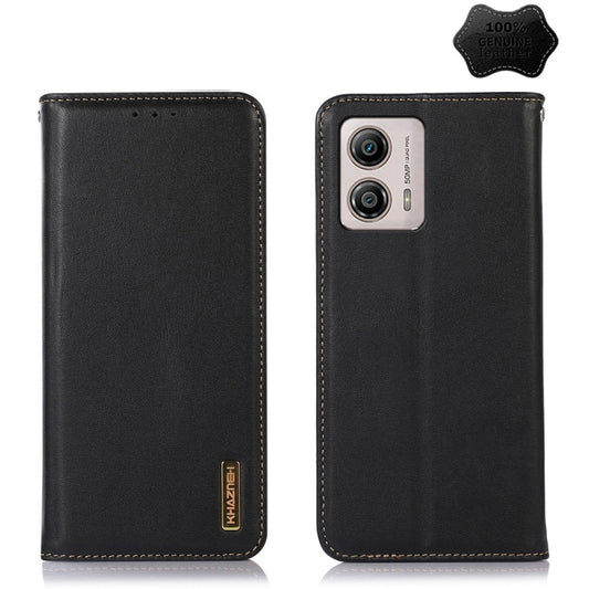 For Motorola Moto G53 5G KHAZNEH Nappa Top Layer Cowhide Leather Phone Case(Black) - Motorola Cases by buy2fix | Online Shopping UK | buy2fix