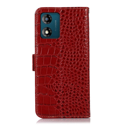 For Motorola Moto E13 4G 2023 Crocodile Top Layer Cowhide RFID Leather Phone Case(Red) - Motorola Cases by buy2fix | Online Shopping UK | buy2fix